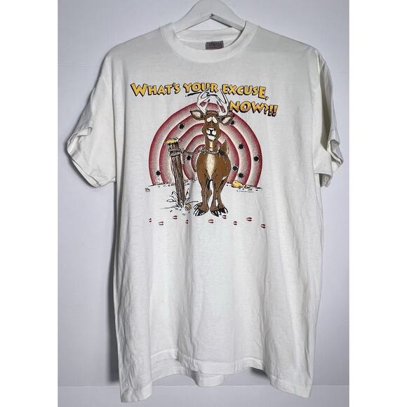 Vintage 90s Single Stitch Deer Hunting Humor What's Your Excuse Size Large - Picture 1 of 9